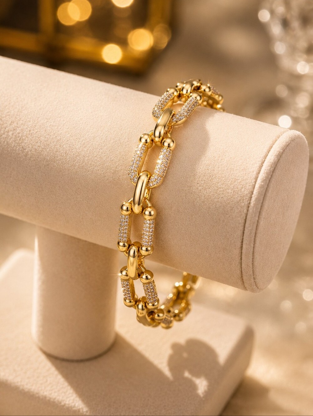 Gold Tone Sparkling Link Bracelet